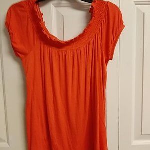 Orange smocked off the shoulder shirt new